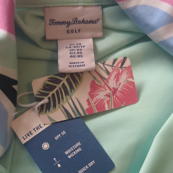 NWT Tommy Bahama Sea Foam Green Quarter Zip Polo, US XS - Picture 4 of 8